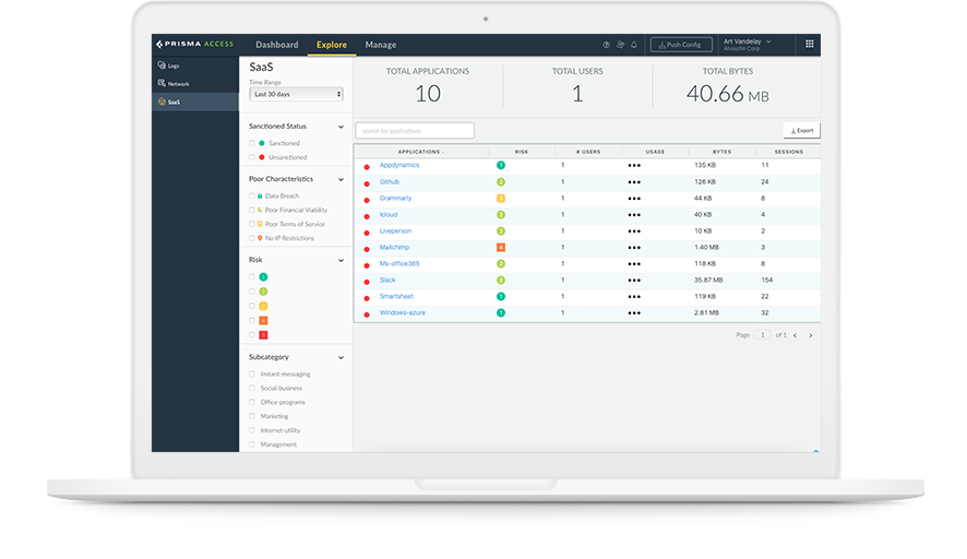 Le SSE utilise un CASB intégré pour identifier et gérer tous les risques liés aux milliers d’applications SaaS existantes et émergentes.