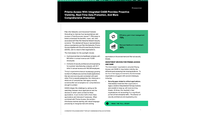 Forrester TEI Spotlight : Prisma Access avec SaaS Security intégré
