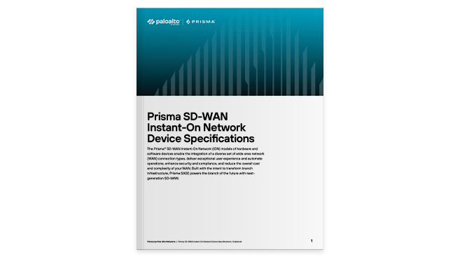 Spécifications des appareils Prisma SD-WAN Instant-On Network (ION)