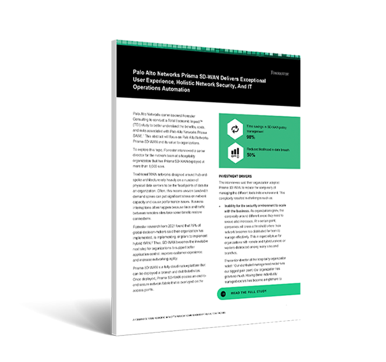 Étude Total Economic Impact™ Spotlight de Palo Alto Networks Prisma SD-WAN